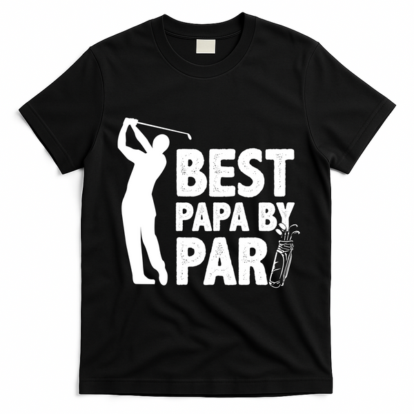 Best Papa By Par Fathers Day Golf T-Shirt - Black