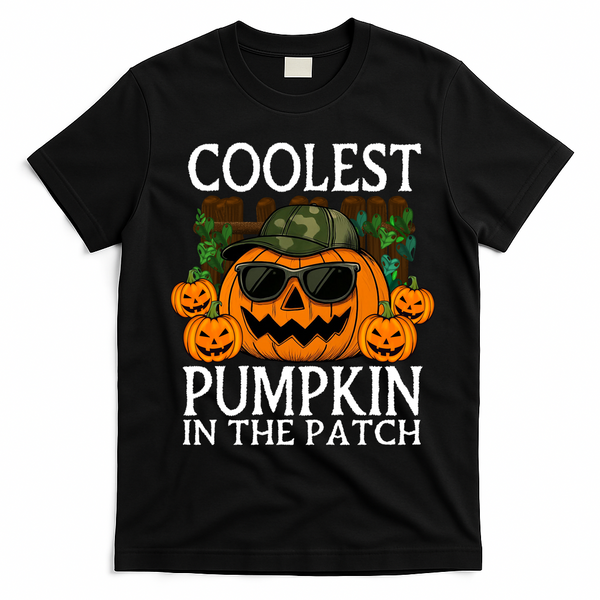 Cute And Funny Halloween Coolest Pumpkin In The Patch T-Shirt - Black