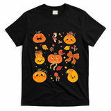 Cute Autumn Fall Pumpkins Ribbons Bows T-Shirt - Black