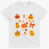 Cute Autumn Fall Pumpkins Ribbons Bows T-Shirt - White