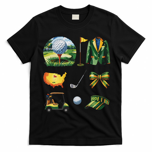 Coquette Bow Golf Tournament Art T-Shirt - Black