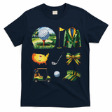 Coquette Bow Golf Tournament Art T-Shirt - Navy Blue