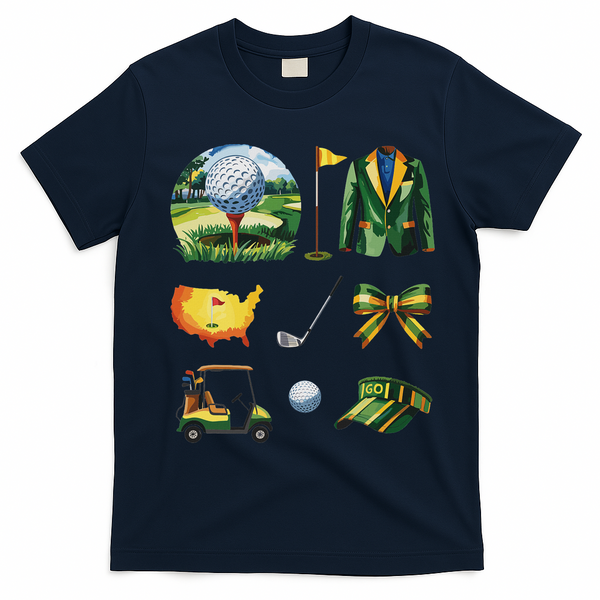 Coquette Bow Golf Tournament Art T-Shirt - Navy Blue