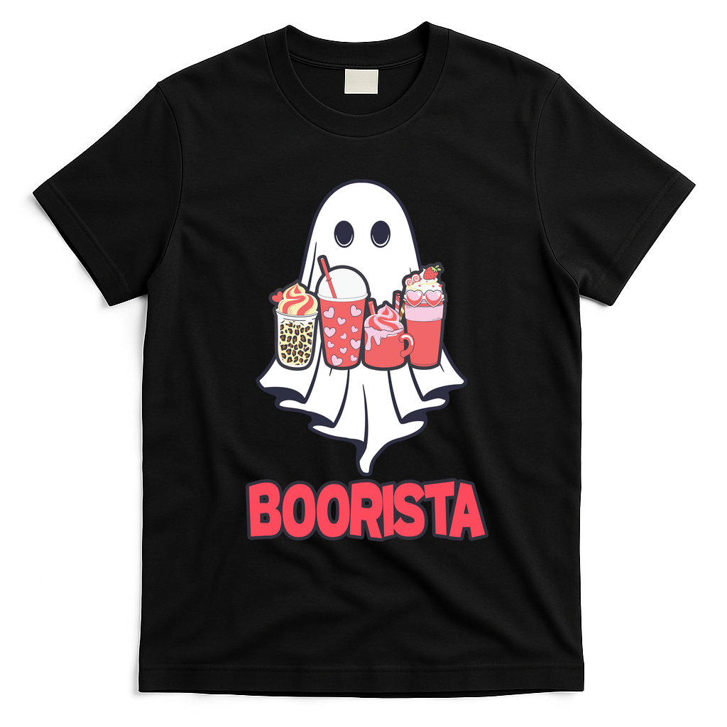 Coffee Boorista Ghost Halloween Barista T-Shirt - Black