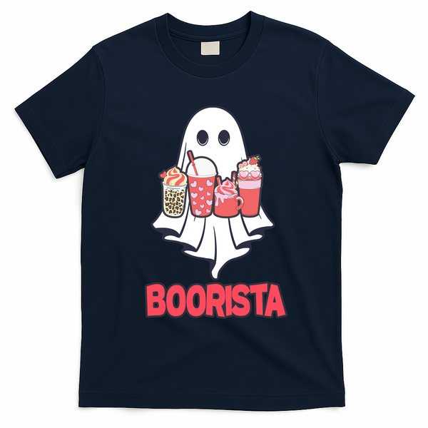 Coffee Boorista Ghost Halloween Barista T-Shirt - Navy Blue