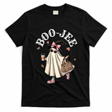 Cute Boo Jee Ghost Halloween Leopard Ghost Coffee Funny Gift T-Shirt - Black