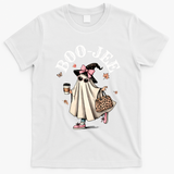 Cute Boo Jee Ghost Halloween Leopard Ghost Coffee Funny Gift T-Shirt - White