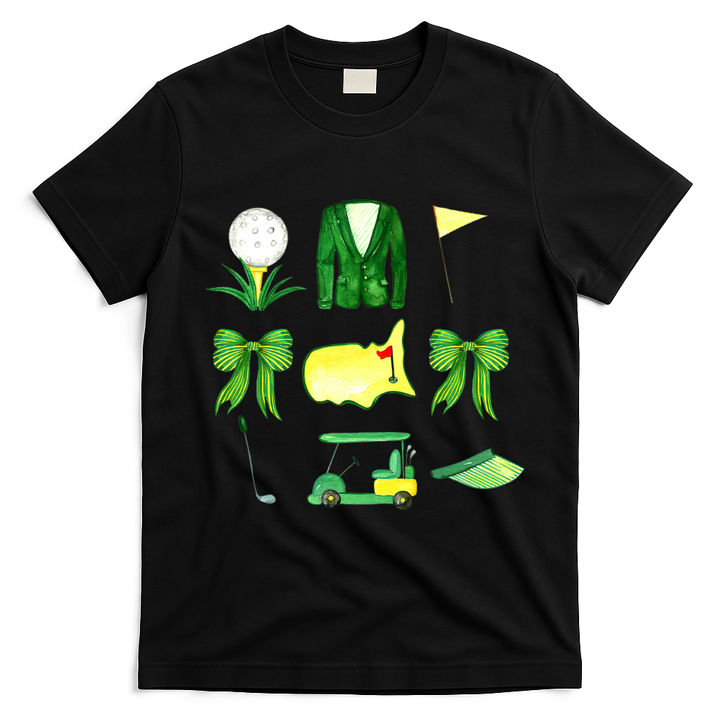 Coquette Bow Masters Golf Tournament Golfing T-Shirt - Black