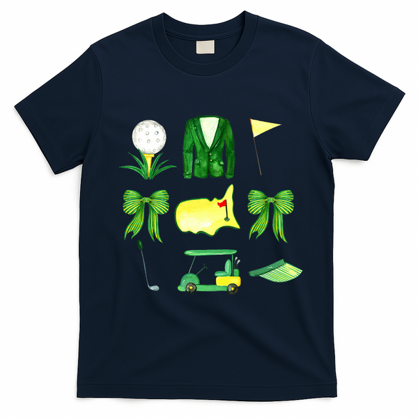 Coquette Bow Masters Golf Tournament Golfing T-Shirt - Navy Blue