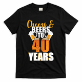40th Birthday Cheers & Beers To 40 Years T-Shirt - Black