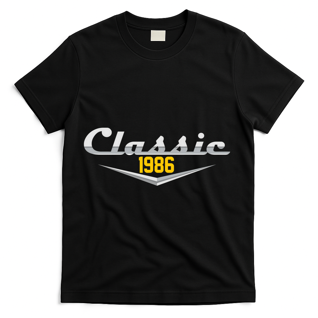Classic Car Emblem 1986 40th Birthday T-Shirt - Black