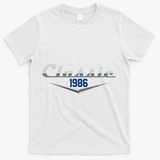 Classic Car Emblem 1986 40th Birthday T-Shirt - White