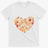 Cute Dog Cat Paw Print Pumpkin Autumn Leaf Fall Thanksgiving T-Shirt - White