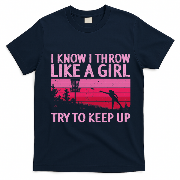 Cool Disc Golf Design For Women Disc Golf Player T-Shirt - Navy Blue