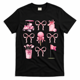 Coquette Golf Bows Preppy Cute Golfer  T-Shirt - Black