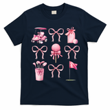 Coquette Golf Bows Preppy Cute Golfer  T-Shirt - Navy Blue