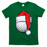 Christmas Golf Ball Santa Hat Funny Sport Xmas T-Shirt - Irish Green