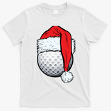 Christmas Golf Ball Santa Hat Funny Sport Xmas T-Shirt - White