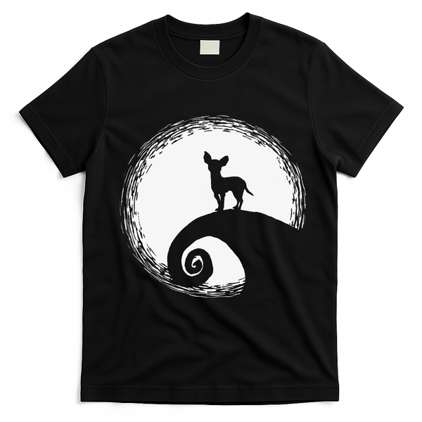 Chihuahua Moon Halloween Costume for Dog Lovers T-Shirt - Black