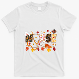 Cute Nurse Fall Thanksgiving Autumn T-Shirt - White