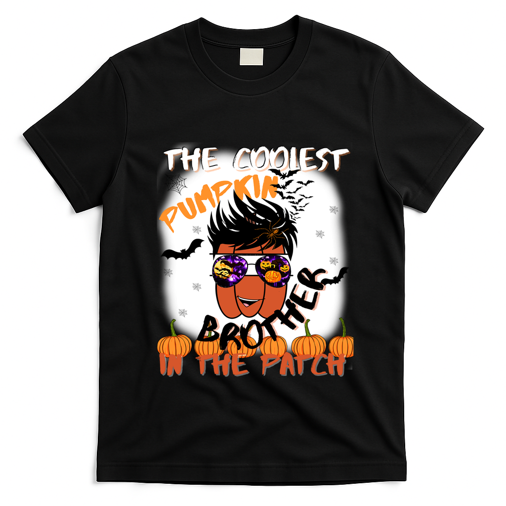 Coolest Pumpkin Brother In The Patch Halloween Gift T-Shirt - Black