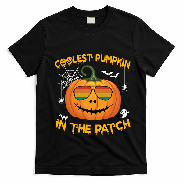 Coolest Pumpkin In The Patch Funny Pumpkin Sunglasses Gift T-Shirt - Black