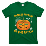 Coolest Pumpkin In The Patch Funny Pumpkin Sunglasses Gift T-Shirt - Irish Green