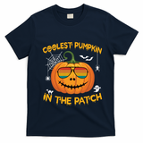 Coolest Pumpkin In The Patch Funny Pumpkin Sunglasses Gift T-Shirt - Navy Blue