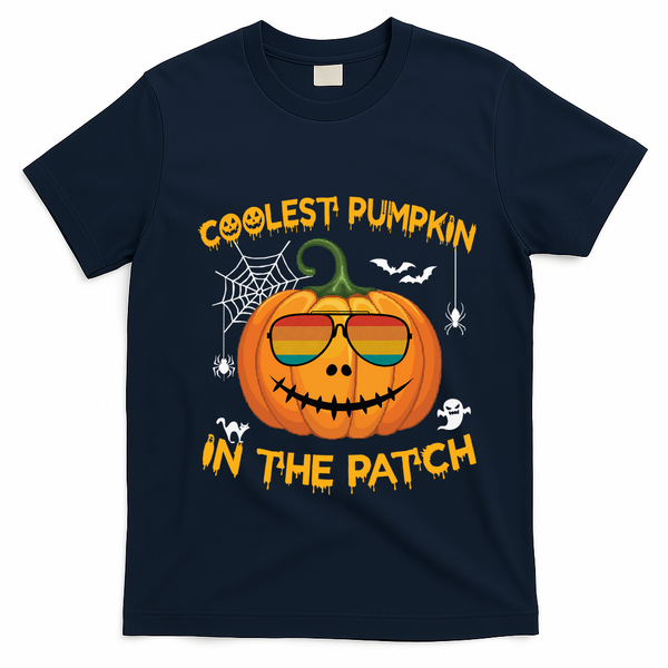 Coolest Pumpkin In The Patch Funny Pumpkin Sunglasses Gift T-Shirt - Navy Blue