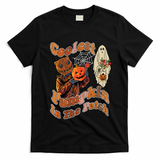 Coolest Pumpkin In The Patch Floral Ghost Funny Gift T-Shirt - Black