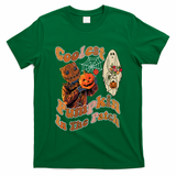 Coolest Pumpkin In The Patch Floral Ghost Funny Gift T-Shirt - Irish Green