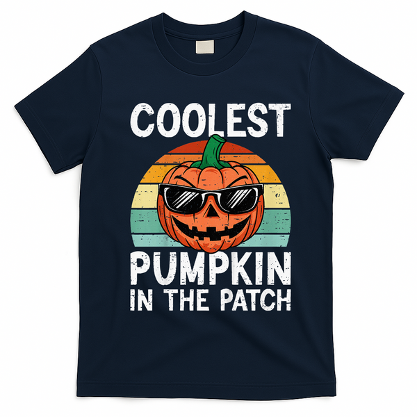 Coolest Pumpkin In The Patch Halloween T-Shirt - Navy Blue