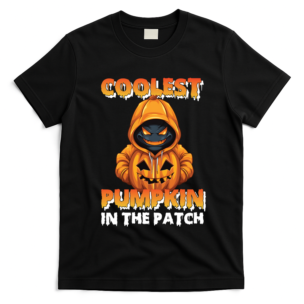 Coolest Pumpkin In The Patch Halloween Kids Design T-Shirt - Black