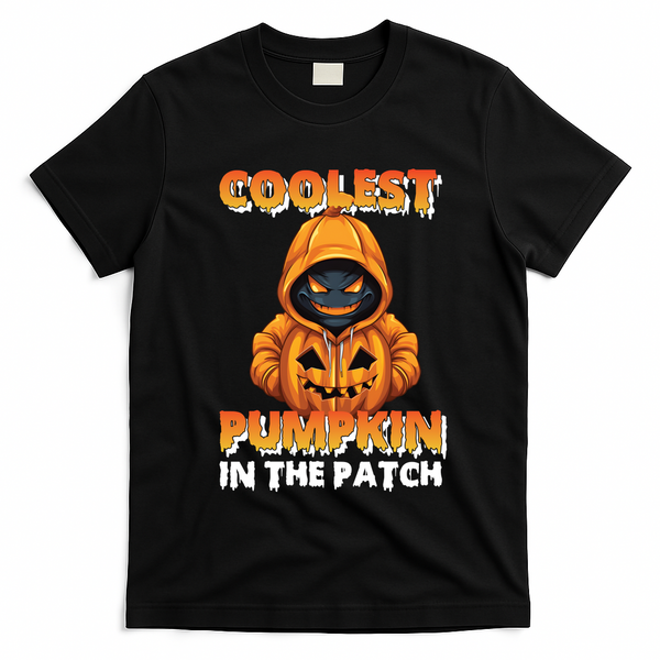 Coolest Pumpkin In The Patch Halloween Kids Design T-Shirt - Black