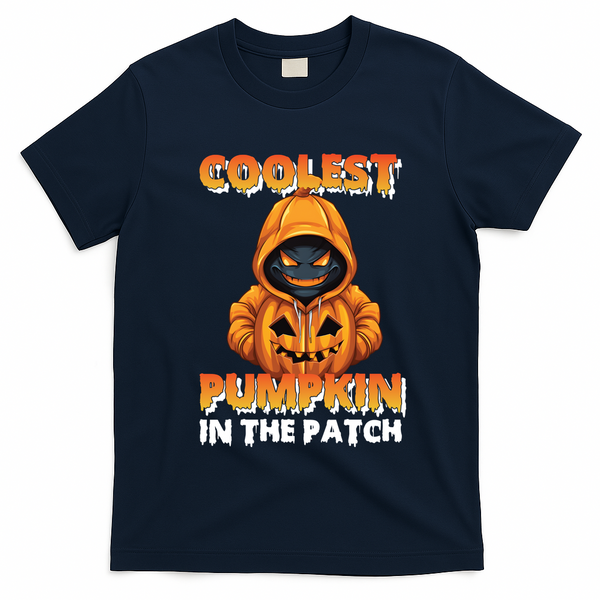 Coolest Pumpkin In The Patch Halloween Kids Design T-Shirt - Navy Blue