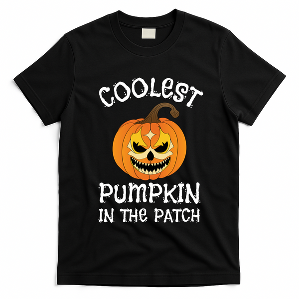 Coolest Pumpkin In The Patch Halloween Fall Design Funny Gift T-Shirt - Black