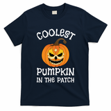 Coolest Pumpkin In The Patch Halloween Fall Design Funny Gift T-Shirt - Navy Blue