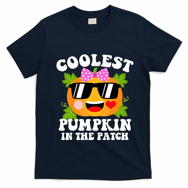 Coolest Pumpkin In The Patch Gift Funny Halloween Costume Gift T-Shirt - Navy Blue