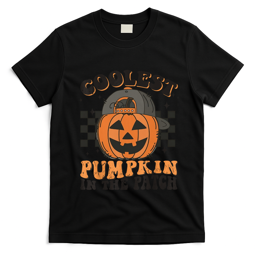 Coolest Pumpkin In The Patch Halloween Funny Gift T-Shirt - Black