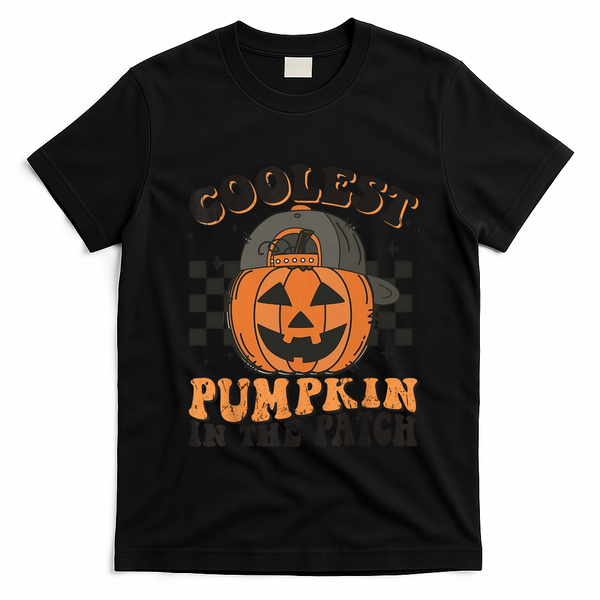 Coolest Pumpkin In The Patch Halloween Funny Gift T-Shirt - Black