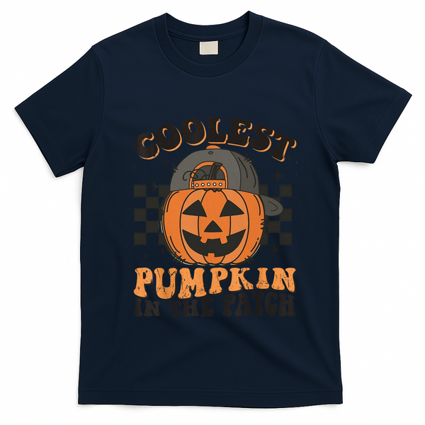 Coolest Pumpkin In The Patch Halloween Funny Gift T-Shirt - Navy Blue