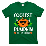 Coolest Pumpkin In The Patch Sunglasses Pumpkin Halloween Gift T-Shirt - Irish Green