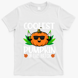 Coolest Pumpkin In The Patch Sunglasses Pumpkin Halloween Gift T-Shirt - White