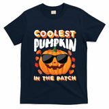 Coolest Pumpkin In The Patch Vintage Halloween Party Cute Gift T-Shirt - Navy Blue