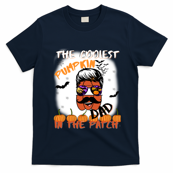 Coolest Pumpkin In The Patch Funny Halloween Dad Gift Cute Gift T-Shirt - Navy Blue