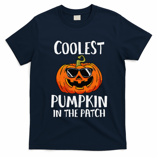 Coolest Pumpkin In The Patch Funny Halloween Gift T-Shirt - Navy Blue