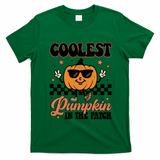Coolest Pumpkin In The Patch Fall Vibes Retro Halloween Autumn T-Shirt - Irish Green