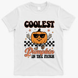 Coolest Pumpkin In The Patch Fall Vibes Retro Halloween Autumn T-Shirt - White