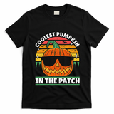 Coolest Pumpkin In The Patch Boy Retro Groovy Halloween T-Shirt - Black
