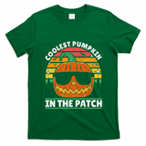 Coolest Pumpkin In The Patch Boy Retro Groovy Halloween T-Shirt - Irish Green